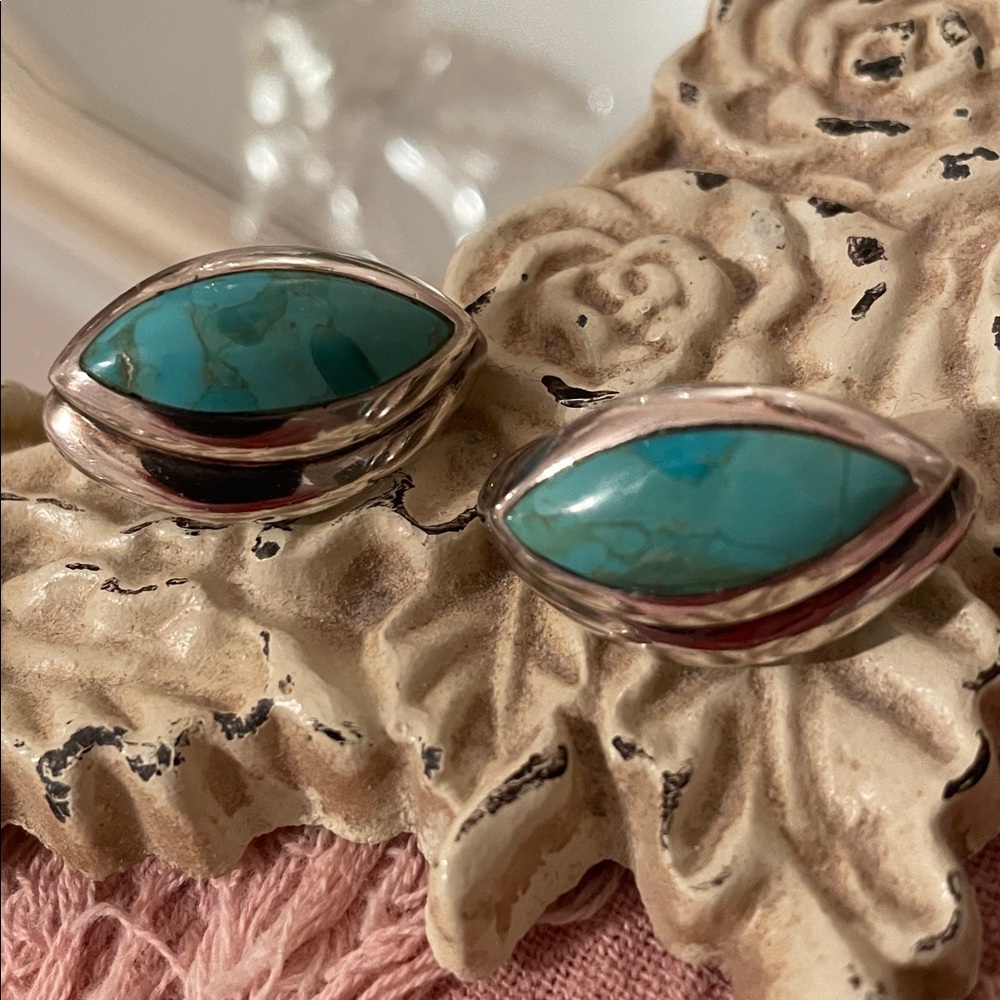 Barse Gorgeous Turquoise Statement Sterling Earri… - image 2